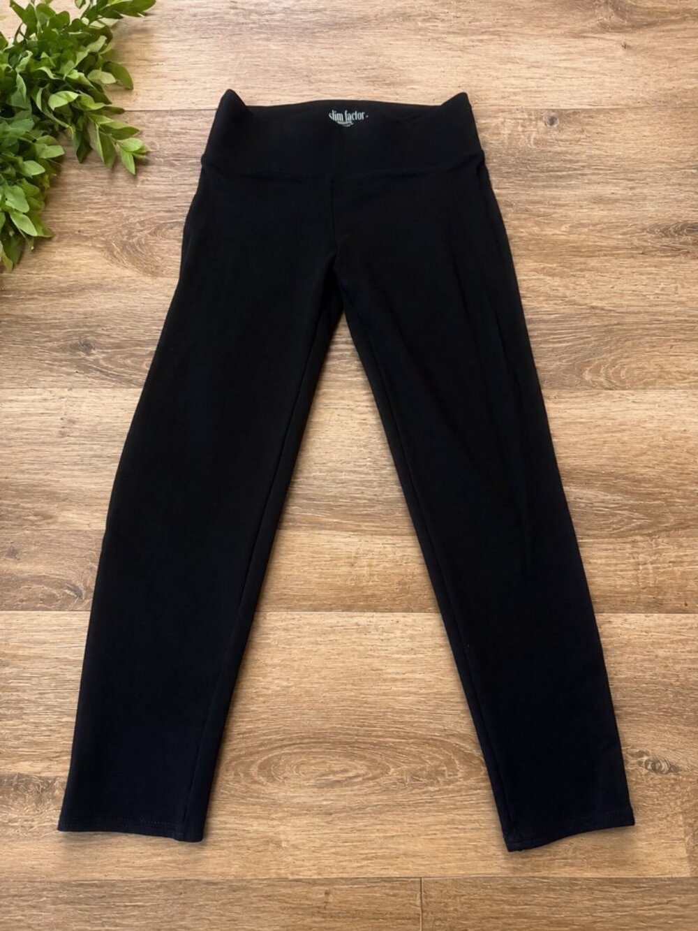 Slim Factor by Investments Black High Rise Full Length Leggings Women's Medium